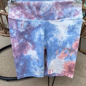 Tier Activewear Vital Biker Shorts Size M - Pink/purple/coral/white tie dye
